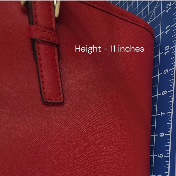 Michael Kors Jet Set Saffiano Leather Red Tote Bag with COA - Picture 7 of 13